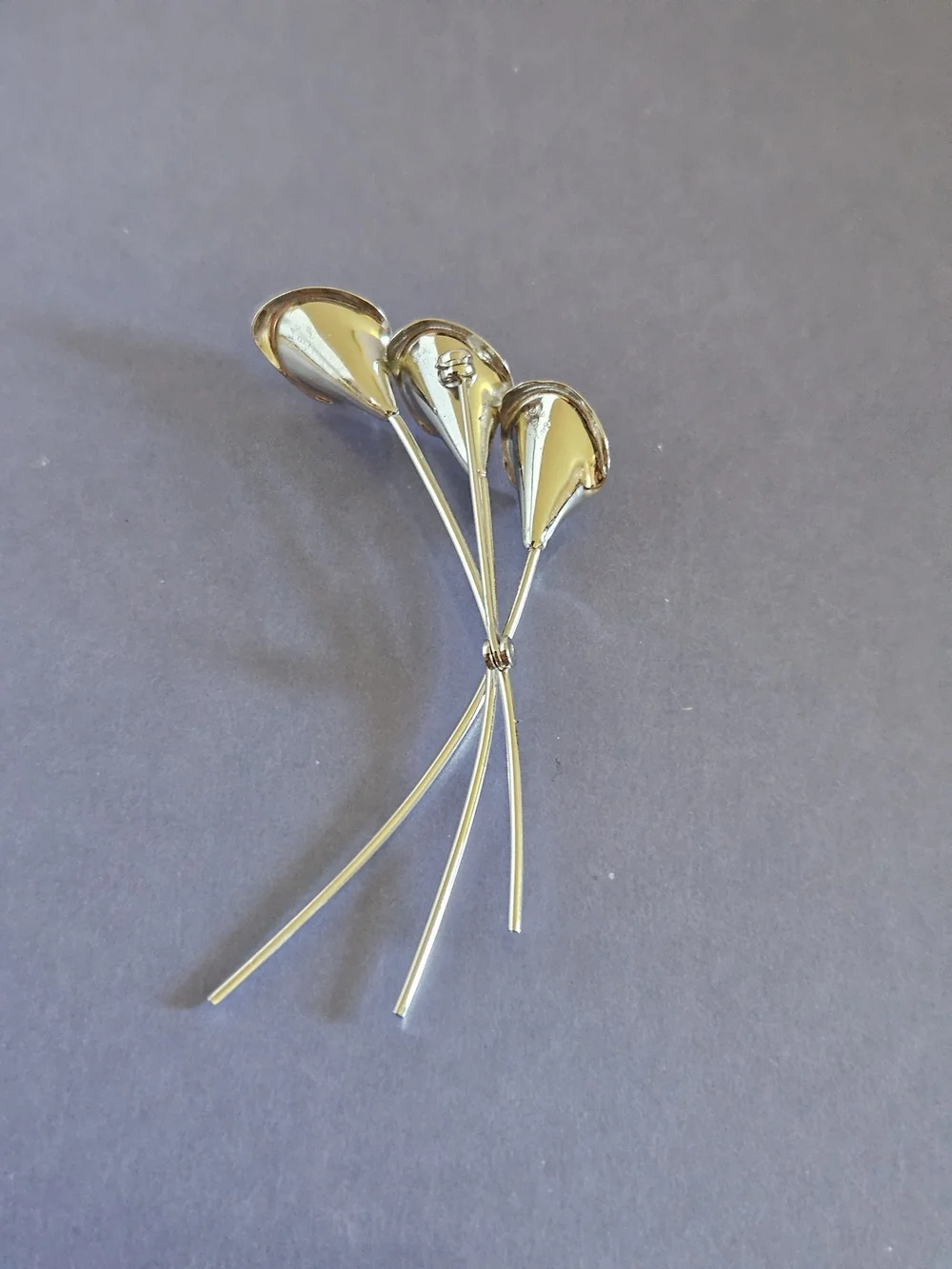 Beau Vintage Sterling Silver Calla Lily Brooch - Pearl Center